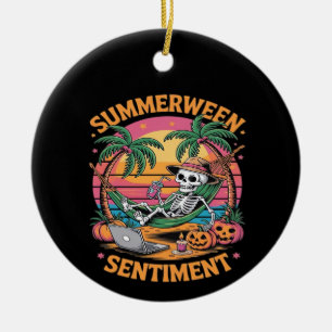 Summerween Vibes, Skeleton Summer Vacation, Summer Ceramic Tree Decoration