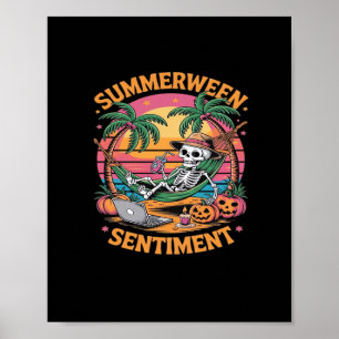Summerween Vibes, Skeleton Summer Vacation, Summer Poster