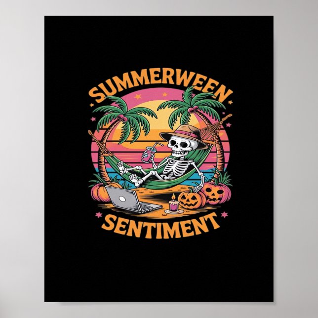 Summerween Vibes, Skeleton Summer Vacation, Summer Poster (Front)