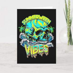 Summerween Vibes Skull Horror Beach Hello Summer B Card