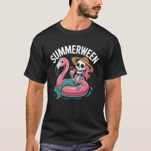 Summerween Vibes Spooky Summer Mermaid Skeleton Ha T-Shirt