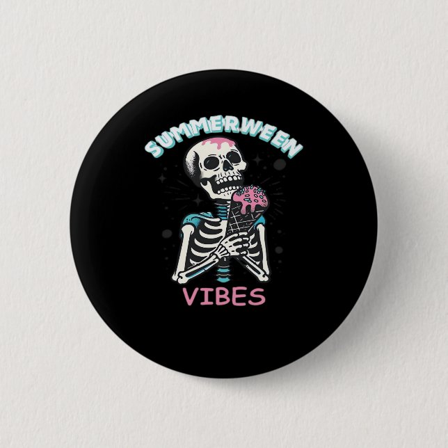 Summerween Vibes Spooky Summer Pumpkin Classic 6 Cm Round Badge (Front)