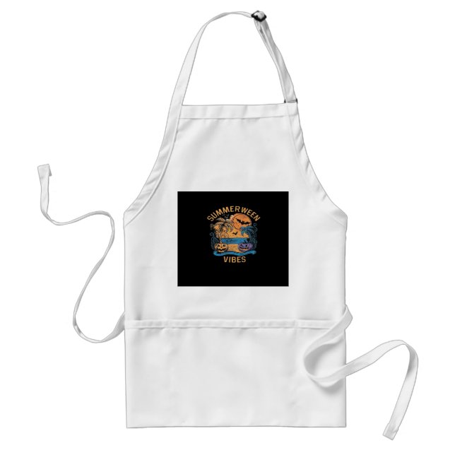 Summerween Vibes Spooky Summer Pumpkin Classic Fun Standard Apron (Front)