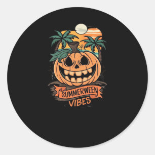 Summerween Vibes Spooky Summer Pumpkin Classic Round Sticker