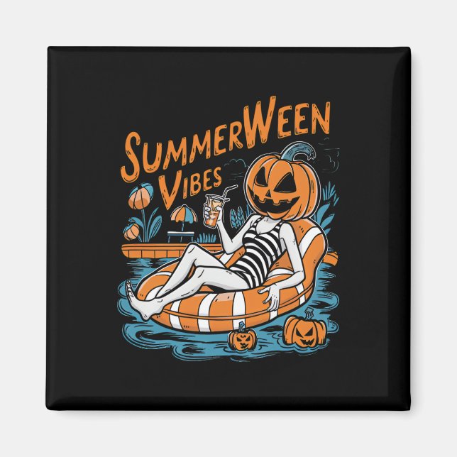 Summerween Vibes Spooky Summer Pumpkin Cute Magnet (Front)