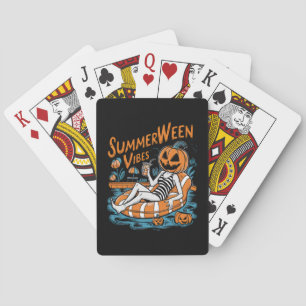 Summerween Vibes Spooky Summer Pumpkin Cute Playing Cards