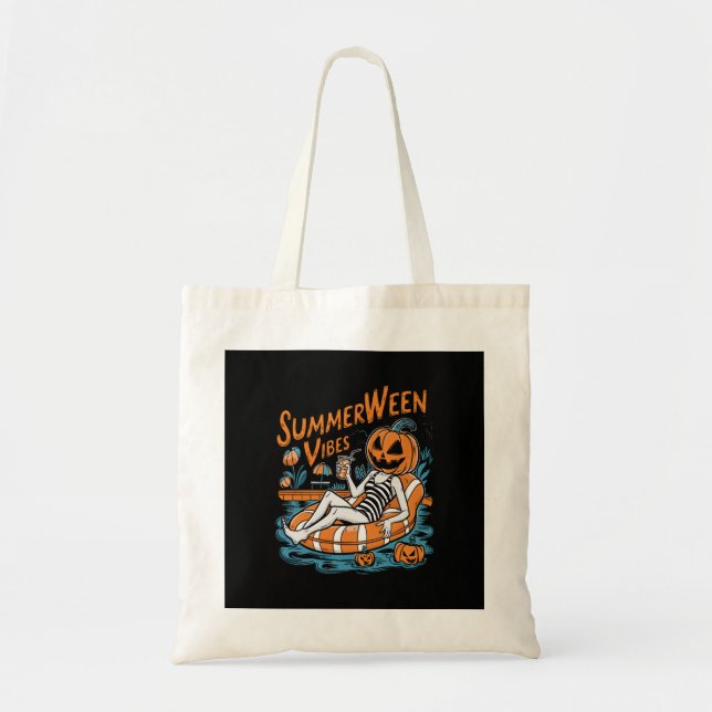 Summerween Vibes Spooky Summer Pumpkin Cute Tote Bag (Front)