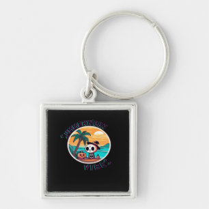 Summerween Vibes Spooky Summer Pumpkin Funny Key Ring