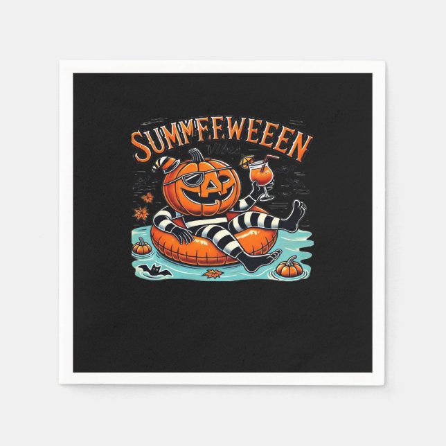 Summerween Vibes Spooky Summer Pumpkin Oversized Napkin (Front)