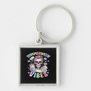 Summerween Vibes Sweet Skeleton Girl Summer Hallow Key Ring