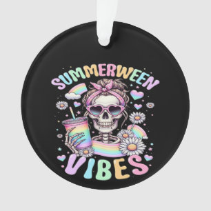 Summerween Vibes Sweet Skeleton Girl Summer Hallow Ornament