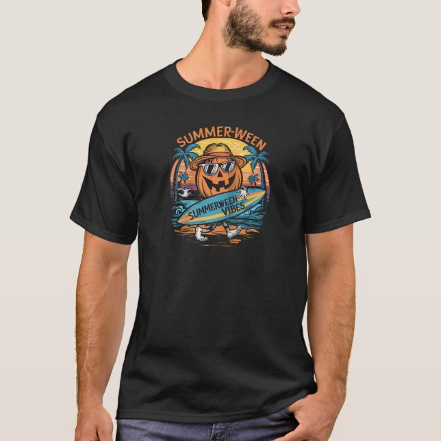 Summerween Vibes Tee Raglan Baseball Tee (Front)
