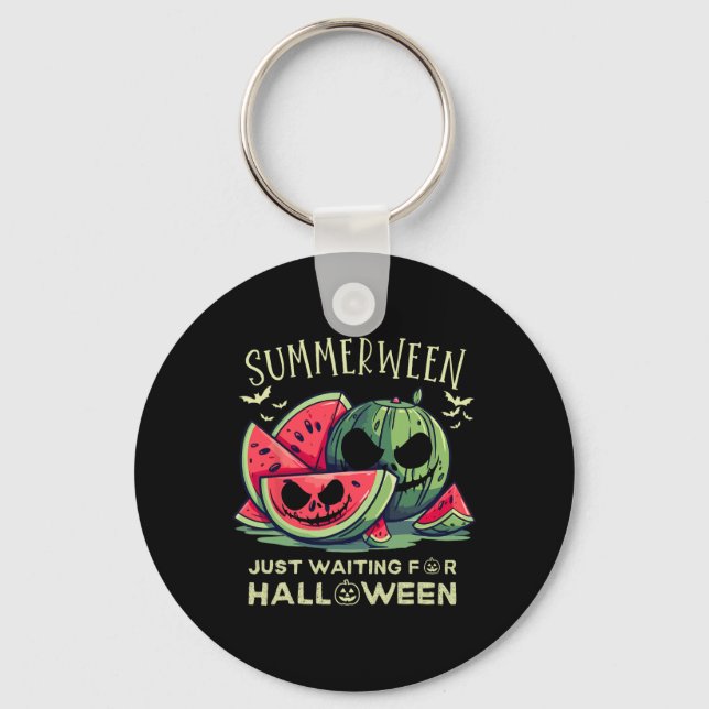 Summerween Watermelon Ghost Halloween Ts Summer Vi Key Ring (Front)