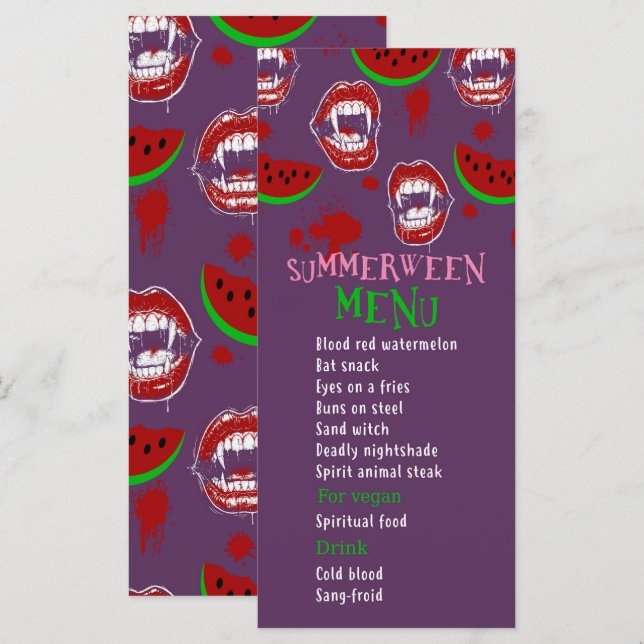 Summerween Watermelon Party Spooky Vampire Menu  (Front/Back)