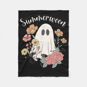 Summerween Wildflower Funny Ghost Spooky Season Ha Fleece Blanket