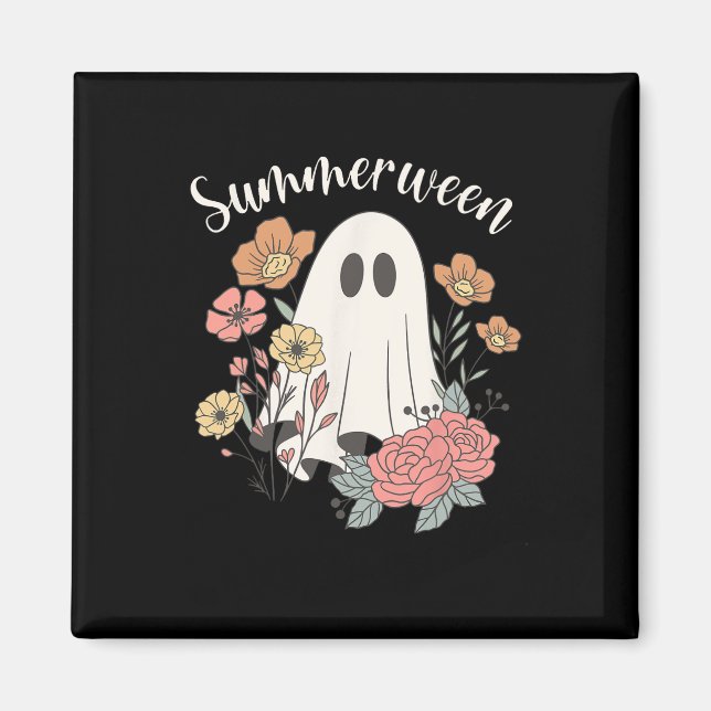 Summerween Wildflower Funny Ghost Spooky Season Ha Magnet (Front)