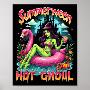 Summerween Witch Vibes Vacation Halloween Funny Pa Poster