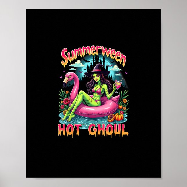Summerween Witch Vibes Vacation Halloween Funny Pa Poster (Front)