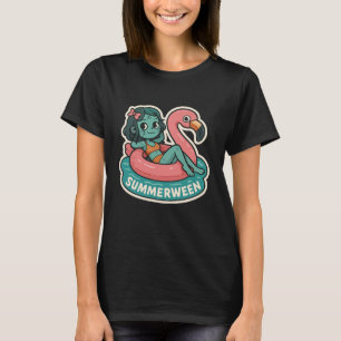 Summerween Zombie On Flamingo Float T-Shirt
