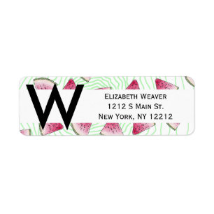 Summery Cute Watercolor Watermelons on Green Swirl
