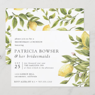 Summery lemons and leaves Bridesmaid Luncheon Invitation