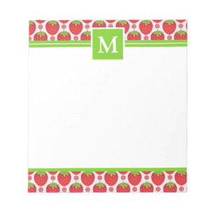Summery Strawberries Monogram Notepad