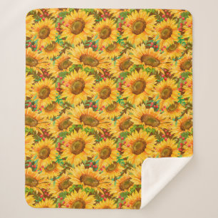 Summery Sunflowers Sherpa Blanket