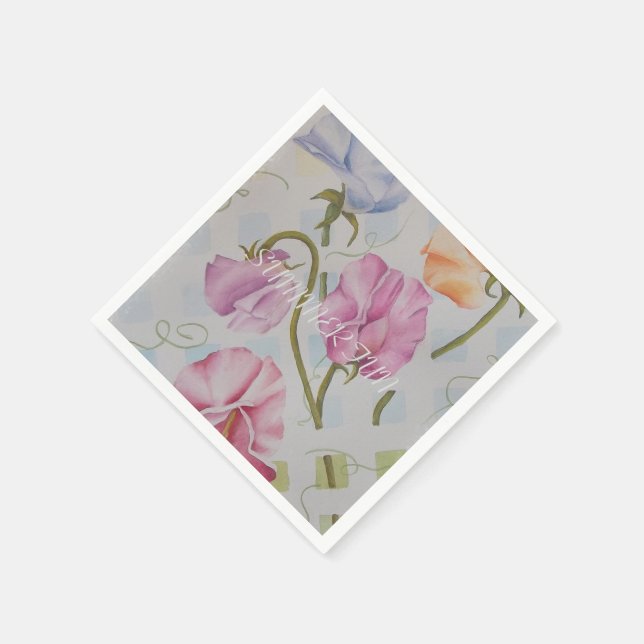 SUMMERY SWEET PEAS NAPKIN (Corner)