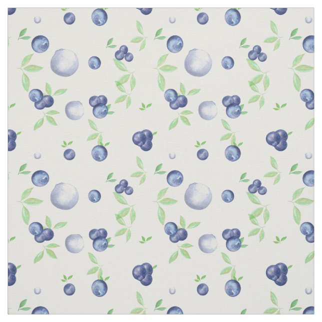 Summery Watercolor Blueberry Fabric (Swatch)