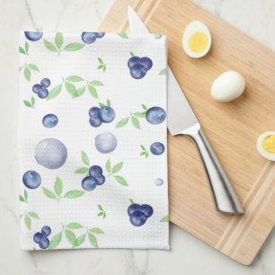 Summery Watercolor Blueberry  Tea Towel
