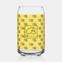 Summery Yellow Bee Doodles Monogrammed