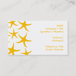 Summery Yellowy-Orange Starfish Pattern. Business Card