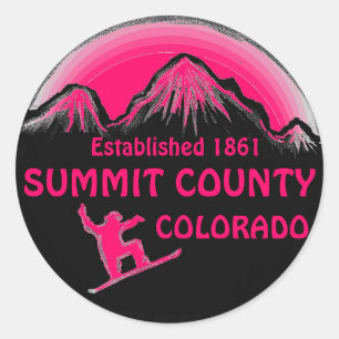 Summit County Colorado pink snowboard art stickers