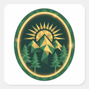 Summit Crest — Geometric Mountain Badge Square Sticker