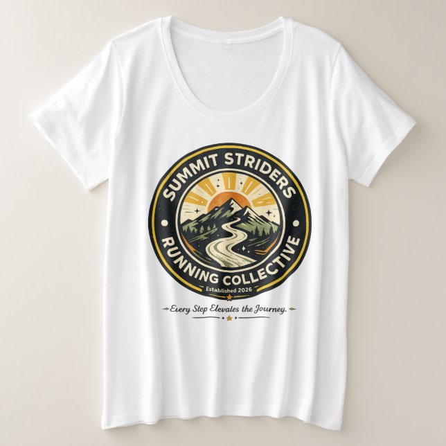Summit Striders Vintage Trail Running Badge Tee (Design Front)