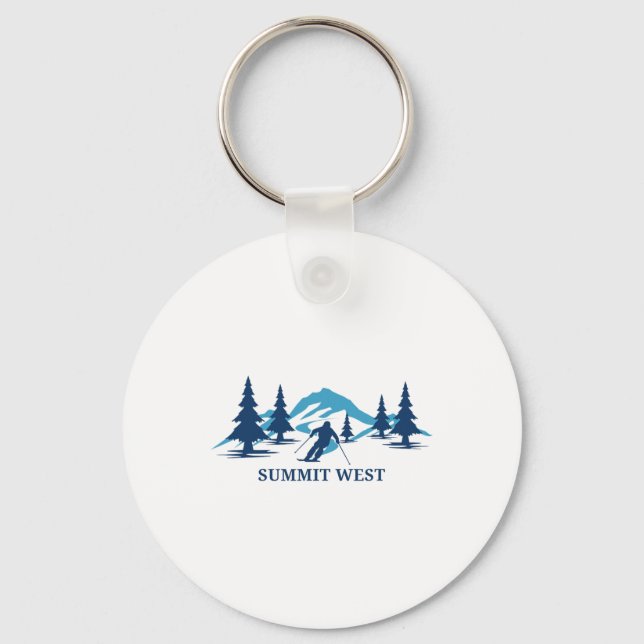 Summit West Washington Ski Resort Skiing Skier  Key Ring (Front)