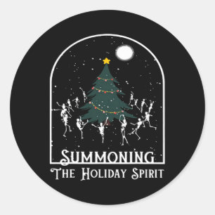 Summoning The Holiday Spirit Skeleton Dancing Chri Classic Round Sticker