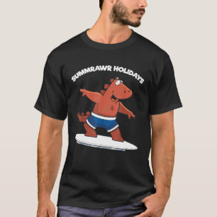 Summrawr Funny Dinosaur T Rex Graphic Summer Surf T-Shirt
