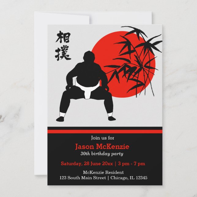 Sumo birthday theme invitation (Front)