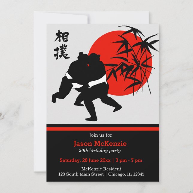 Sumo birthday theme invitation (Front)