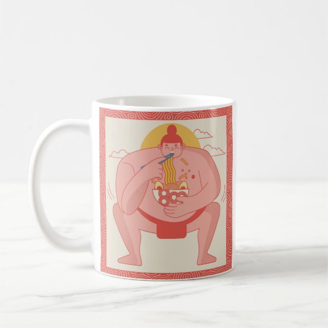 Sumo eating Ramen Coffee Mug (Left)