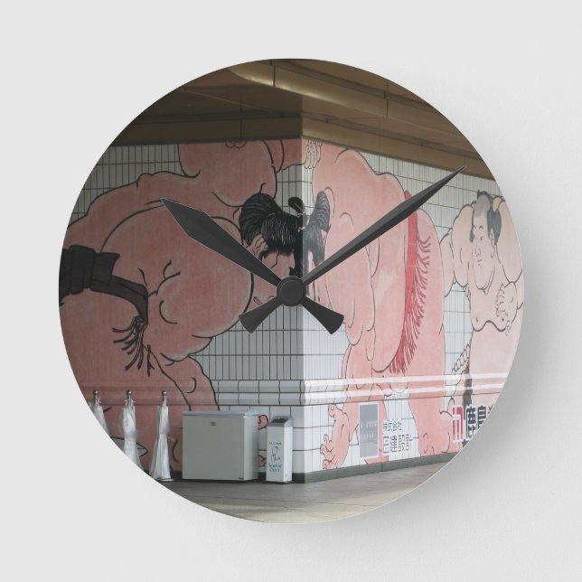 Sumo Mural Wall Art Round Clock (Front)