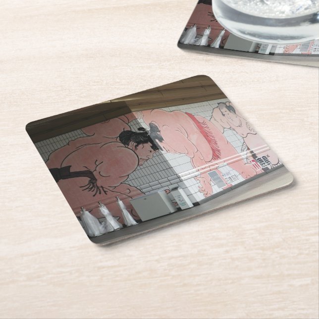 Sumo Mural Wall Art Square Paper Coaster (Angled)