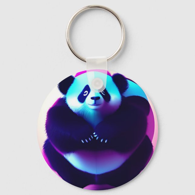 Sumo Panda The Bamboo Gnasher, Round Keyring (Front)