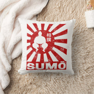 Sumo Retro Wrestler Japanese Vintage Design Cushion