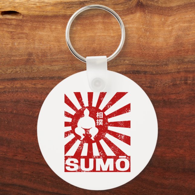 Sumo Retro Wrestler Japanese Vintage Design Key Ring (Front)