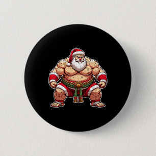 Sumo Santa Japanese Wrestler Japan Cool Christmas  6 Cm Round Badge