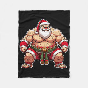 Sumo Santa Japanese Wrestler Japan Cool Christmas Fleece Blanket