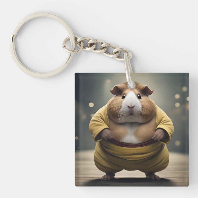 "Sumo Squeakdown: The Mighty Guinea Pig Wrestler" Key Ring (Front)