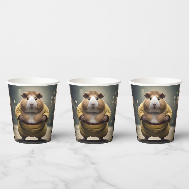 "Sumo Squeakdown: The Mighty Guinea Pig Wrestler" Paper Cups (Multi)